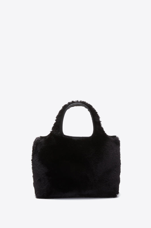 Faux Fur Mini Market Tote Black