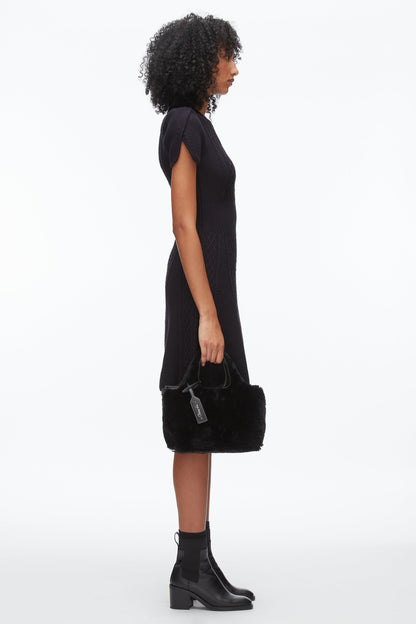 Faux Fur Mini Market Tote Black