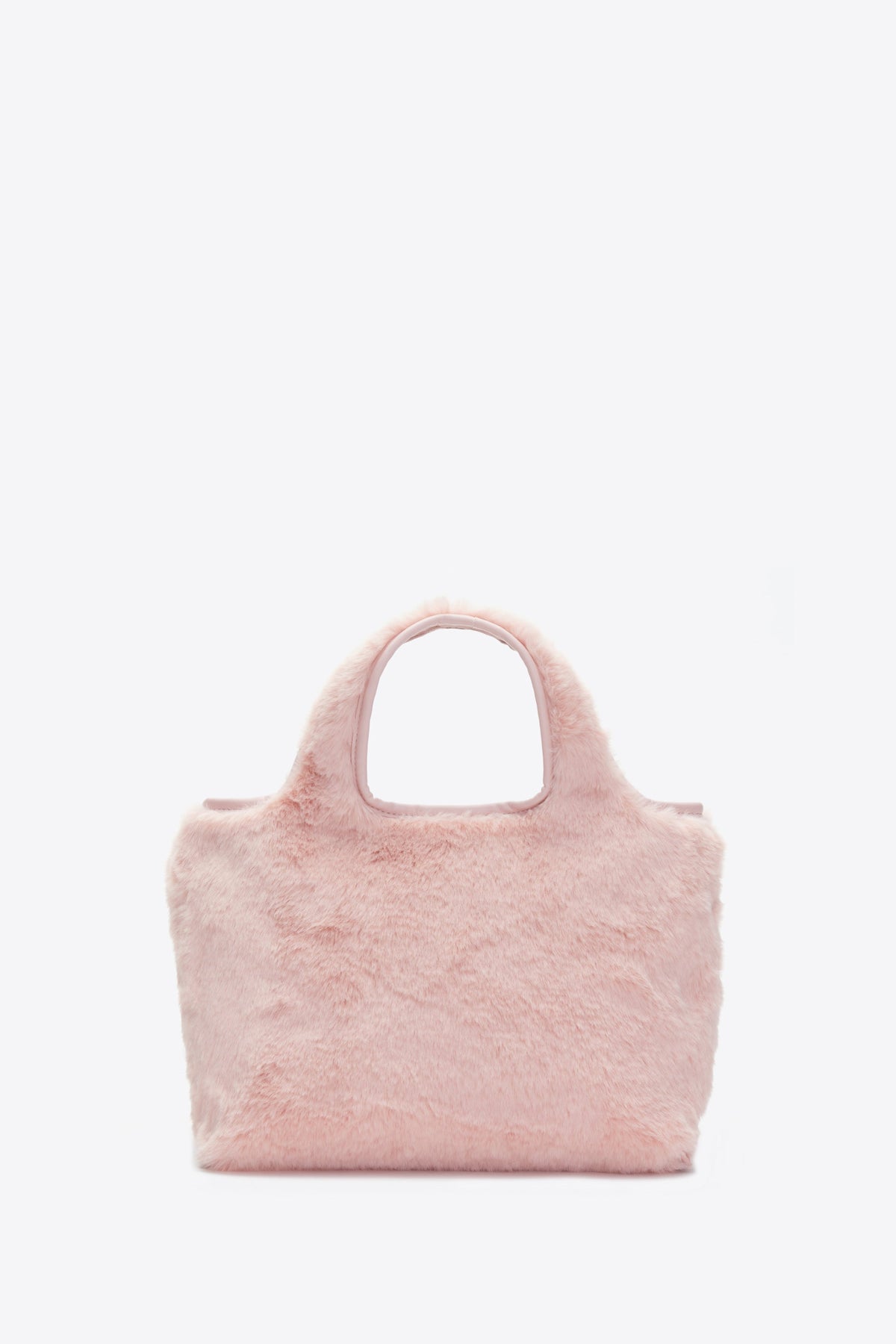 Faux Fur Mini Market Tote Blush
