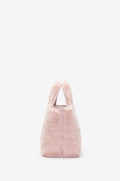 Faux Fur Mini Market Tote Blush
